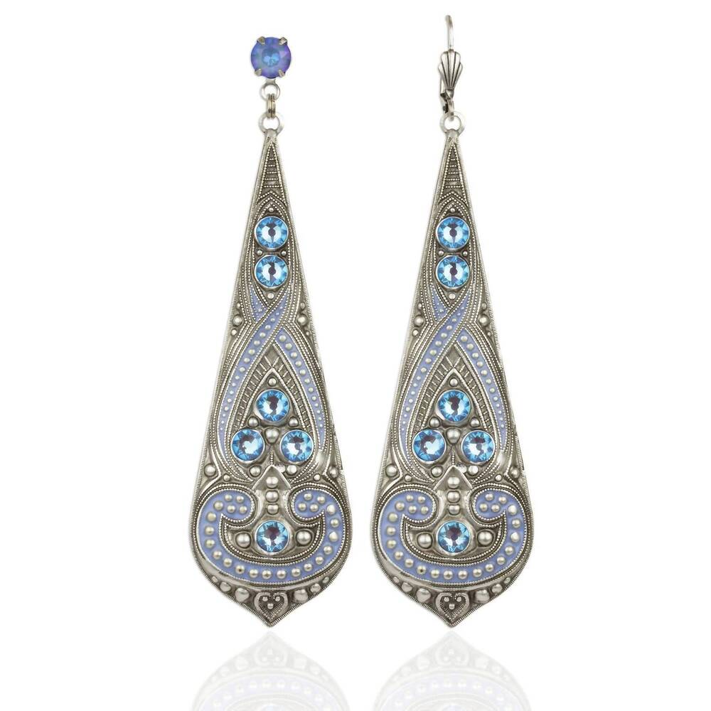 NEW ANNE KOPLIK women's pratima crystal earrings in aqua